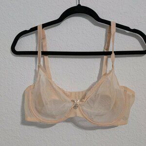 Upushall Women's Sheer Mesh Underwire Beige Bra NWT (Size 40C)